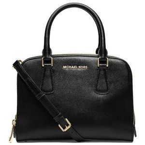 Micheal Kors Reese Black Pebbled Leather Satchel